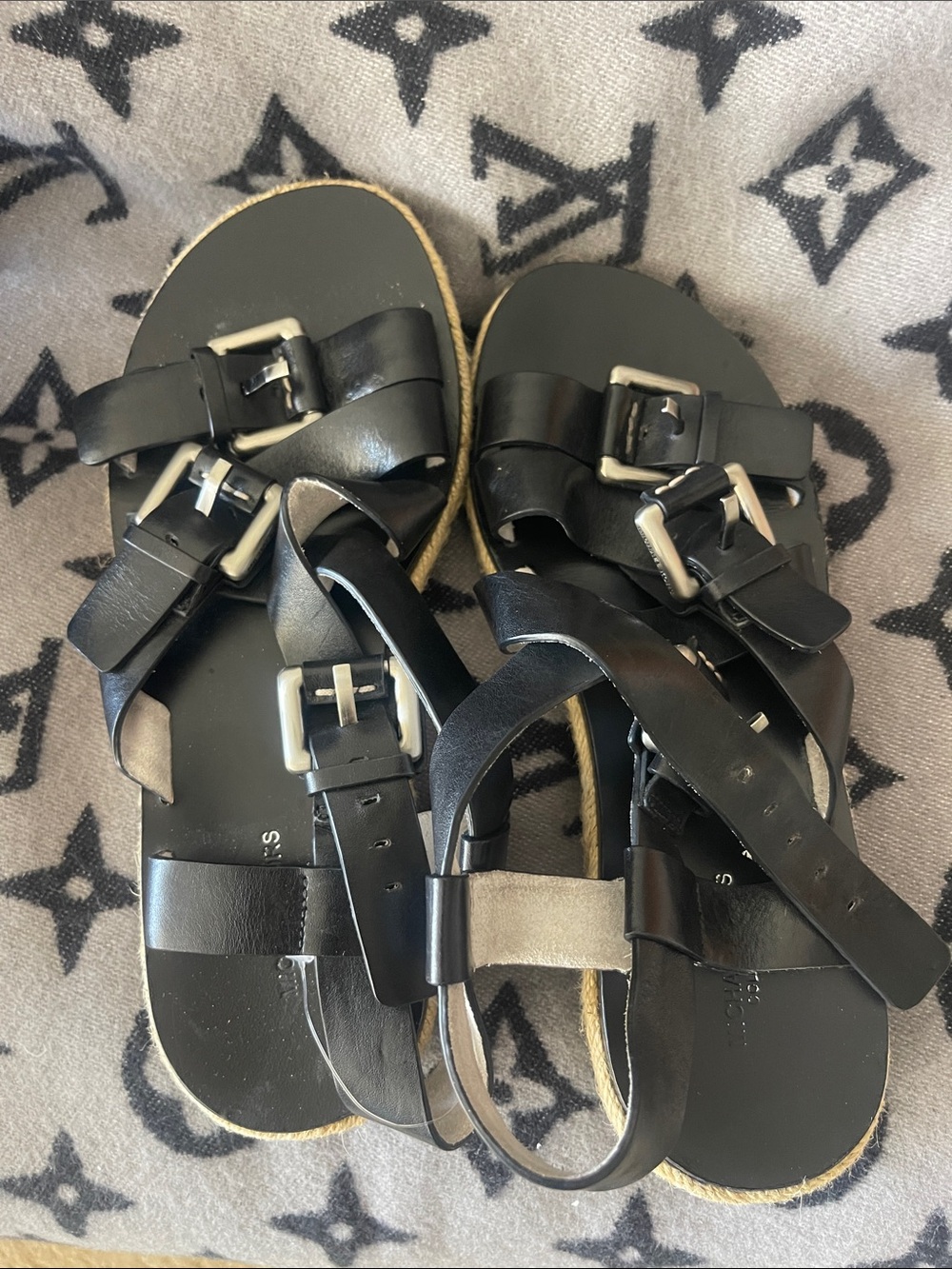 Michael Kors Black Leather Buckle Strap Sandals